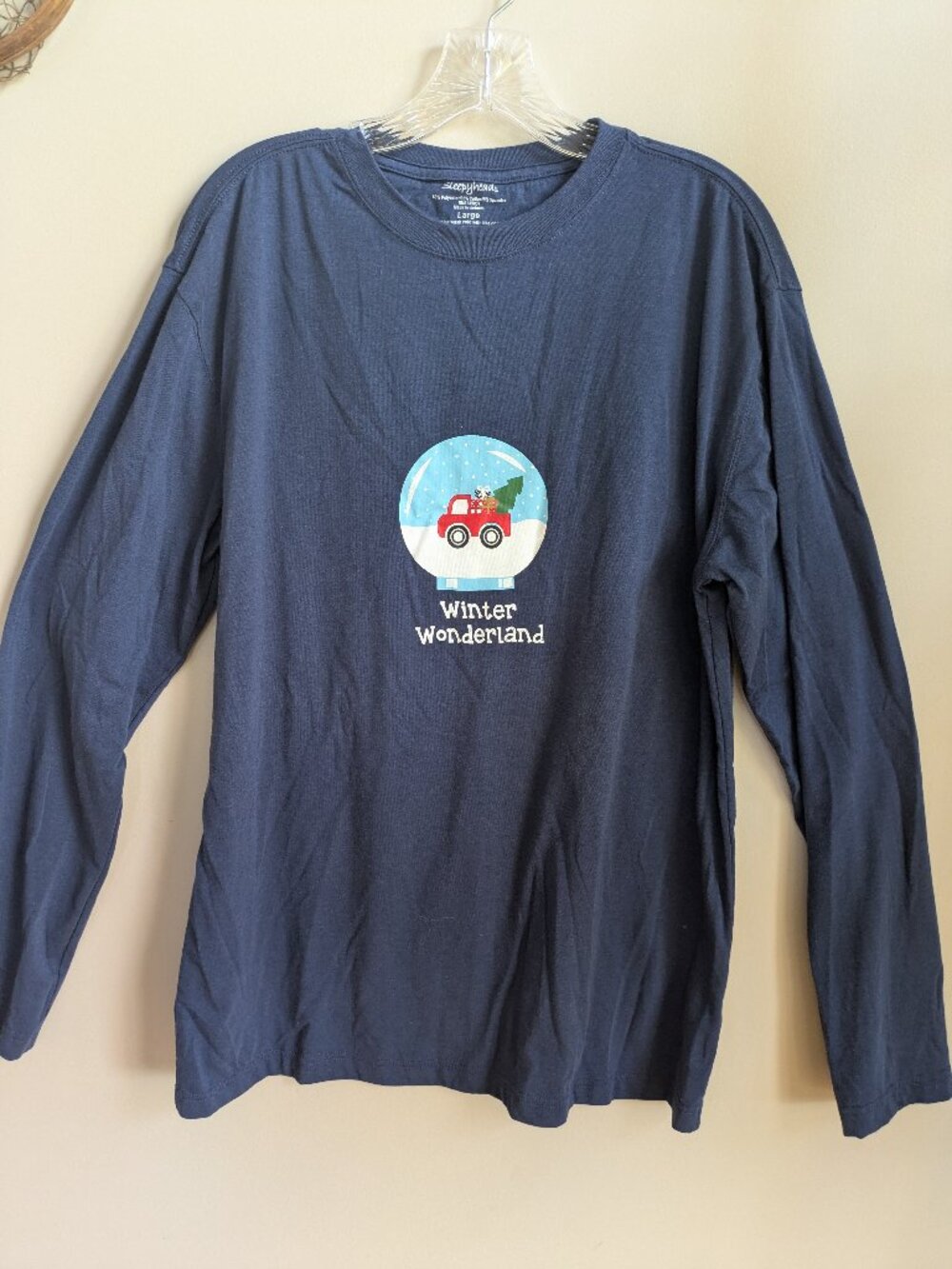 sleepyheads size large navy long sleeve pajama set winter wonderland #675